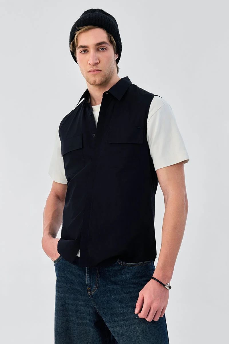 سنيتش 100% Cotton Double Pocket Sleveeless Shirt